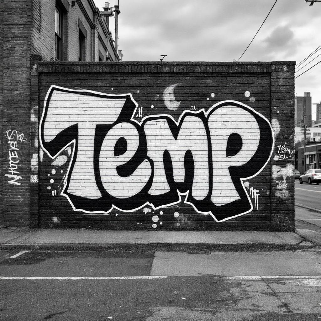 hollow graffiti: Classic seattle style throwie which is a hollow with the name "temp"