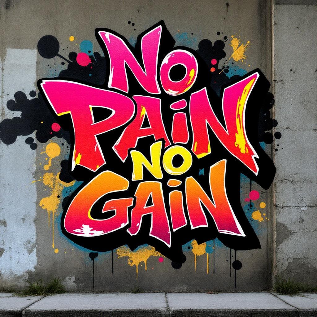 throw-up graffiti: No pain no gain