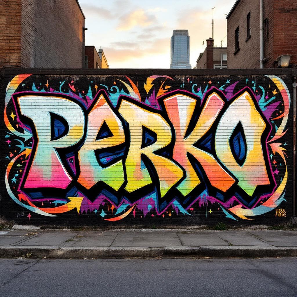 wildstyle art: Perko. Experience the bold expression of "Perko" in this captivating wildstyle design.