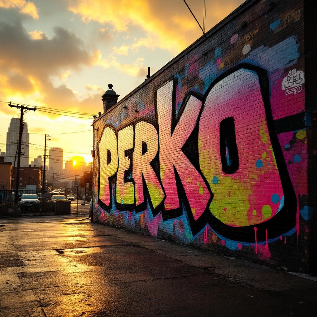 blockbuster art: perko. This blockbuster graffiti piece represents a unique interpretation of "perko".