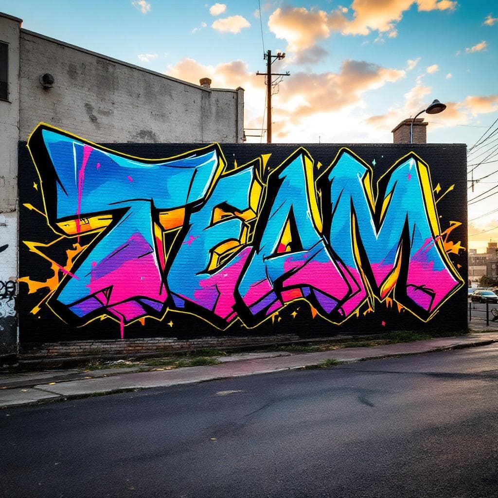 wildstyle art: Team. Explore this stunning wildstyle creation that brings "Team" to life.